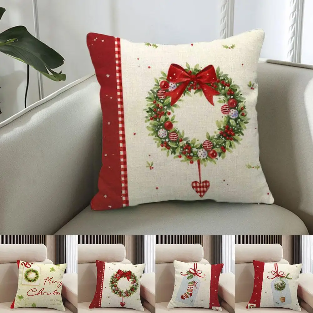 

Рождественская подушка, чехол, рождественские носки, наволочка для подушки, Рождественское украшение, домашний чехол, льняные подарки Z8T2
