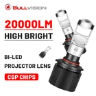 Светодиодные Автомобильные фары Bullvision Bi светодиодный 9005, 9006 лм, CSP чип, прожекторные линзы H4 H7 H8 H9 H11 HB3 6000 HB4 K, белые Автомобильные фары