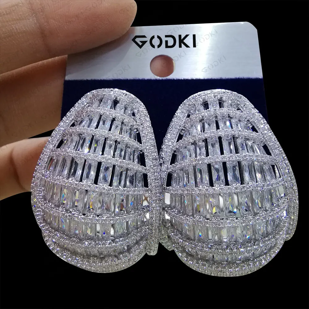 GODKI 2020 Роскошные Эффектные серьги-кольца для женщин Свадебные с кубическим