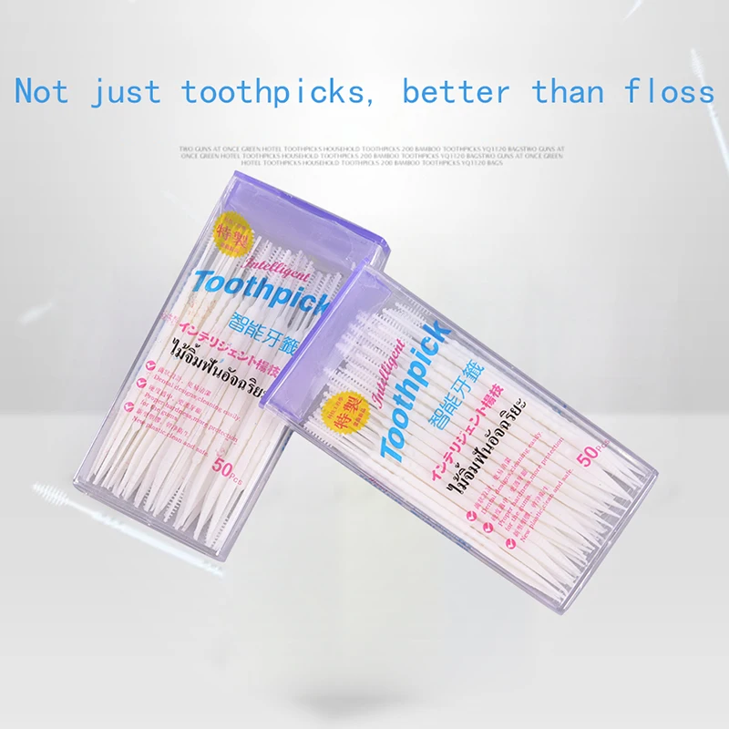

100 Pieces Double Superfine Tooth Stick Dental Floss Rods Brush Bamboo Stick Dental Oral Care Clean Teeth Food Residue Toothpick