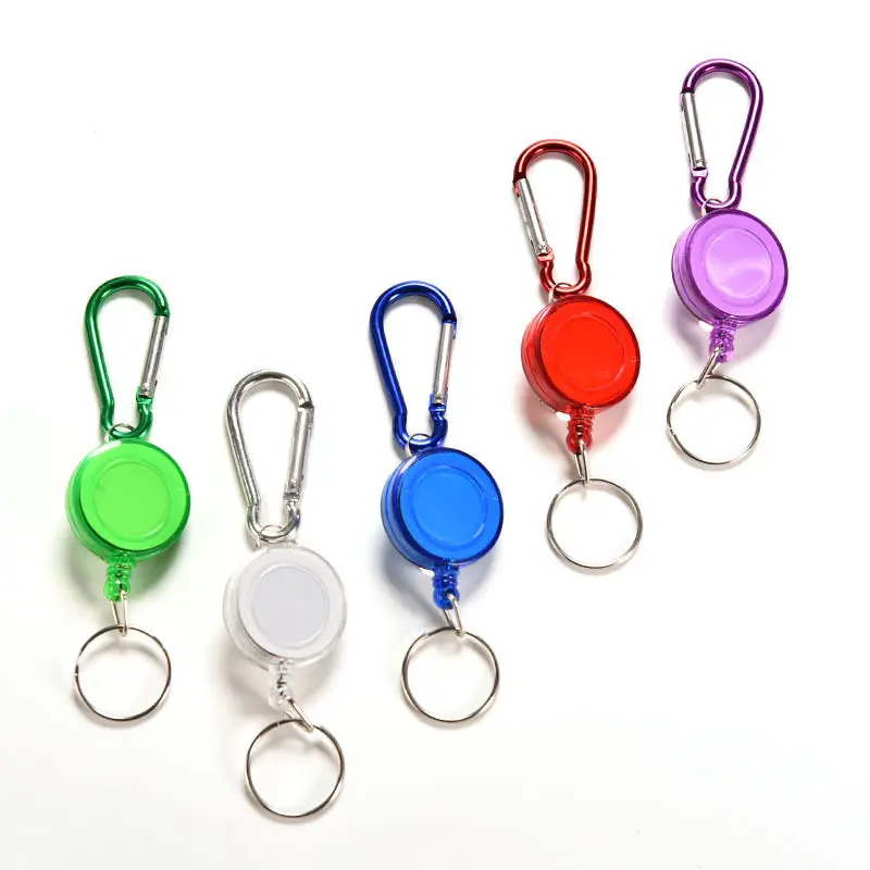 

1PCS Pull Key Chain Retractable Metal Card Badge Holder Ring Belt Clip Colourful Strap Carabiner Clip Card Label Key Chain