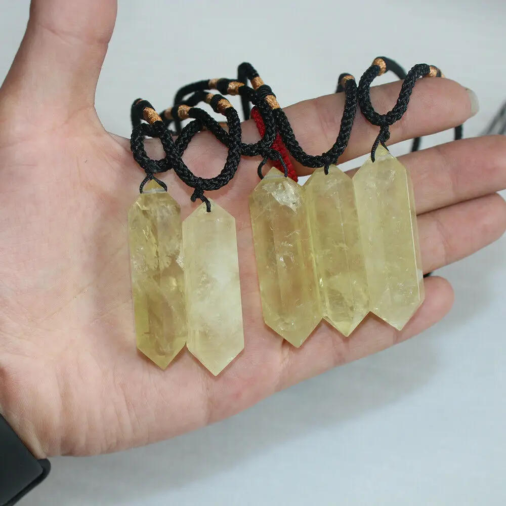 Natural Citrine Quartz Crystal Double Pointed Pendant Necklace Chakra Gemstone Healing images - 6