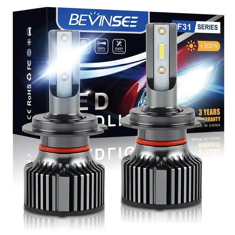 Светодиодные фары Bevinsee H7 H4 H11 H1 H8 H9 9005 9006 HB4 9012 Автомобильные противотуманные CSP 6000K