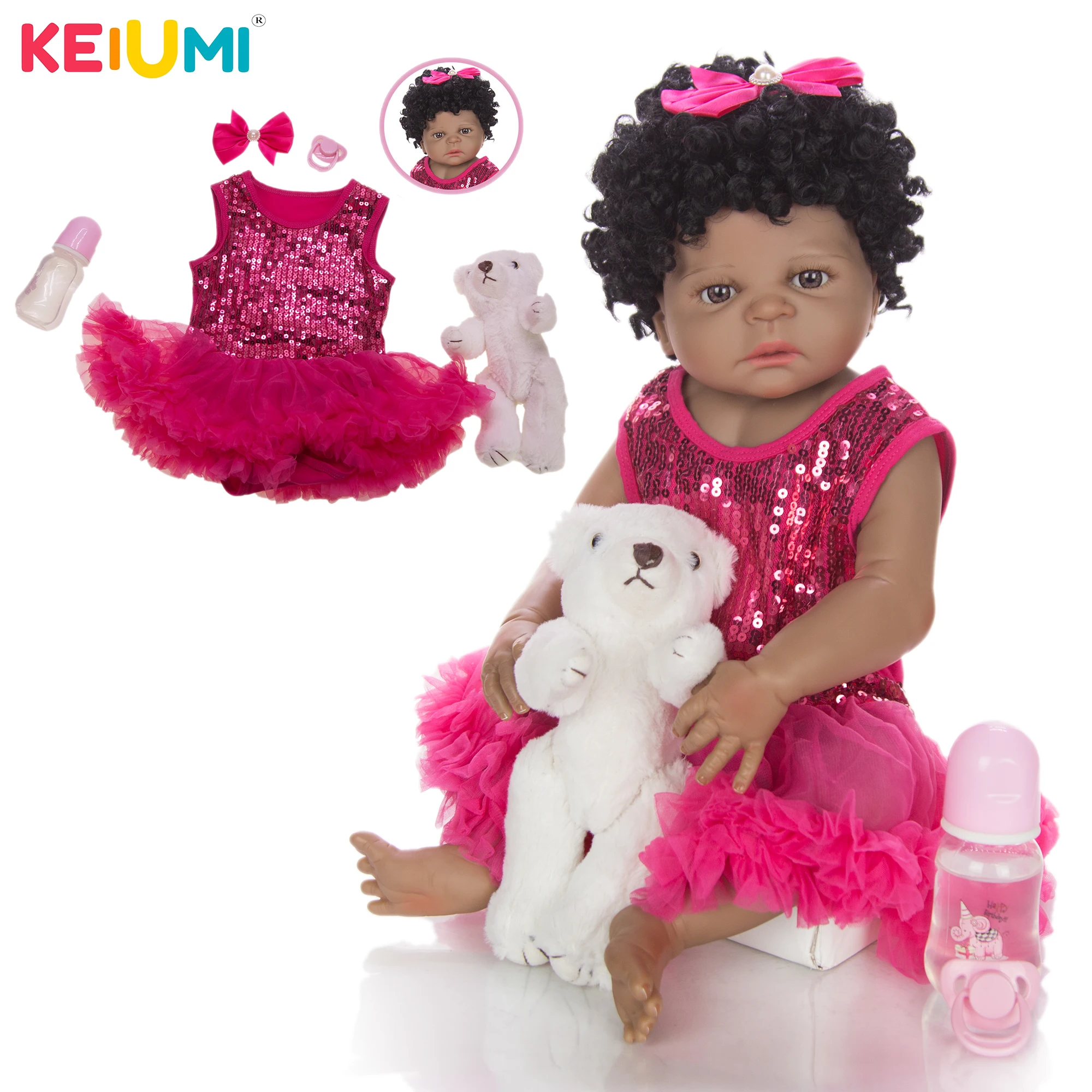 KEIUMI Новое поступление куклы Reborn Bebe игрушка 23 &quot черная девочка кукла True To Life Reorn