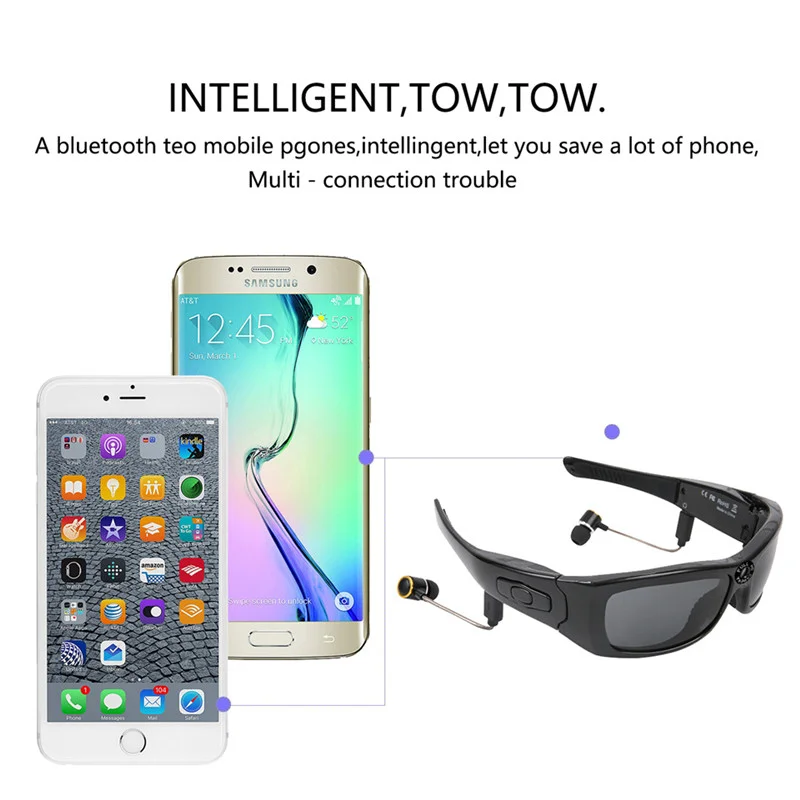구매 2021 HBS-21 1080P 다기능 선글라스 이어폰으로 MP3 블루투스 카메라 안경을 타고 야외 스포츠 이어폰 안경