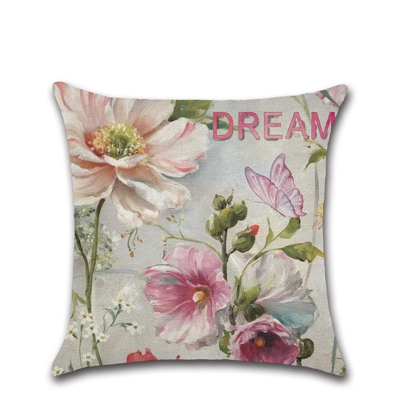 Наволочки для подушек с цветочным принтом и птицами дешевые хлопковые льняные