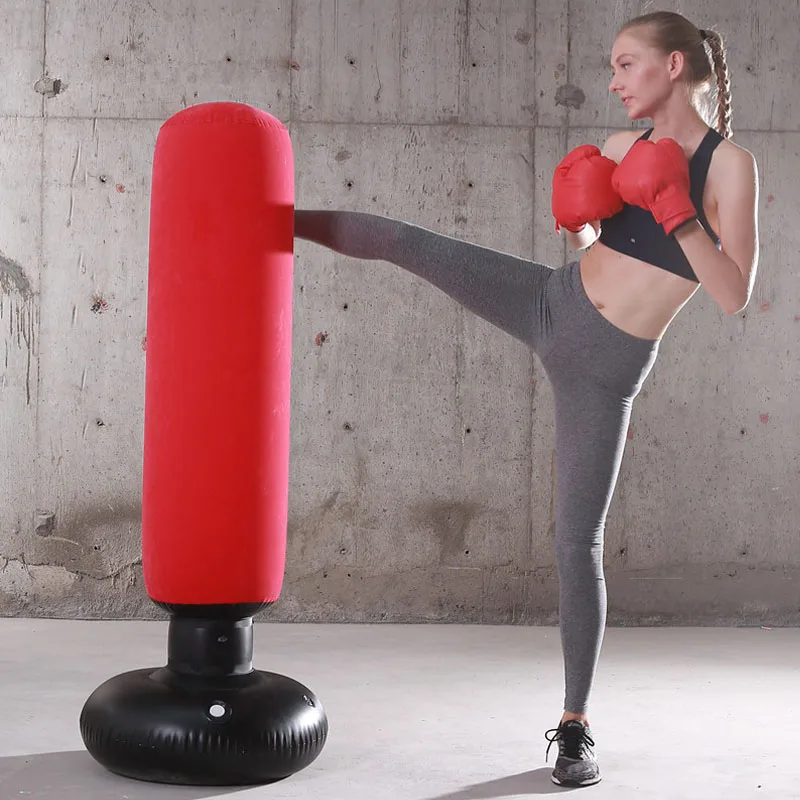 Боксерская груша Muay Thai надувная пост-куколка Разгрузочный мешок для песка для детей и взрослых тренировок в спортзале Цель на пе.