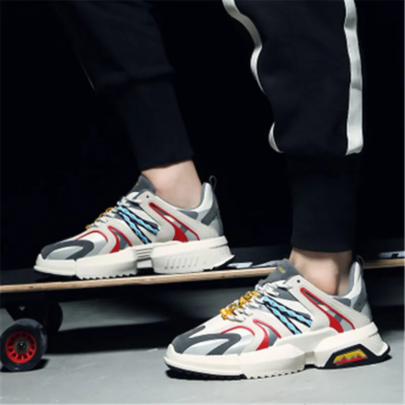 Кроссовки мужские массивные толстая подошва сетчатые Лоскутные ПУ кожа