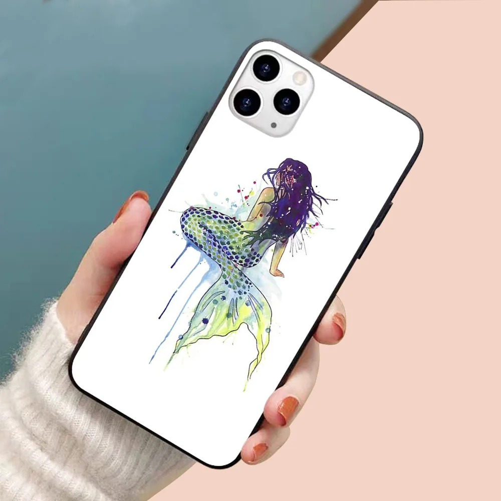 Чехол для телефона с изображением русалки из мягкого ТПУ iphone 11pro MAX 11 X XS XR XSMAX 6 plus 7