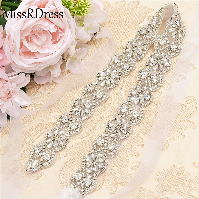Женский ремень MissRDress с серебристыми кристаллами и стразами ручной работы JK818|wedding
