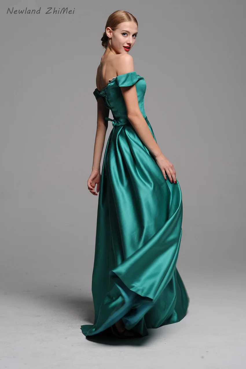 Женское длинное платье на выпускной Newland ZhiMei Зеленое Длинное с открытыми плечами