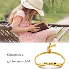 Детский браслет с гравировкой на заказ для детей, для девочек и мальчиков, персонализированное имя, Регулируемый подарок на день рождения для мамы и дочки и сына