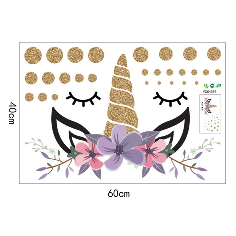Креативные настенные стикеры с единорогом и звездами для девочек Цветочные