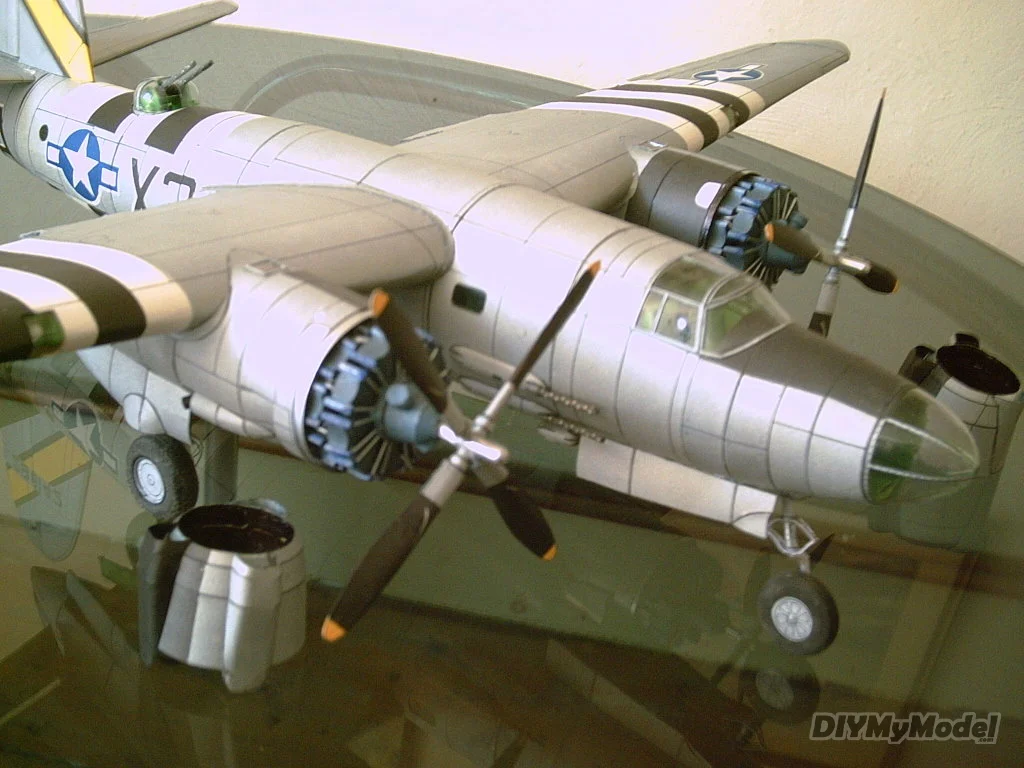 DIYMyModeI-bombardero predator Us B26, bricolaje, KIT de modelo de papel artesanal, rompecabezas de juguete hechos a mano, accesorios de pel&iacute;cula-3