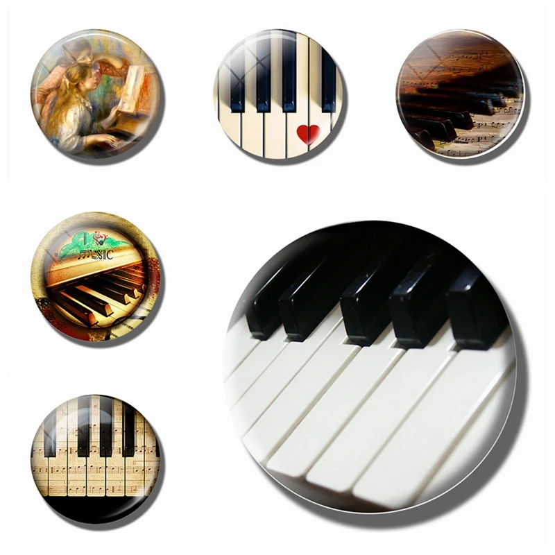 Музыкальные клавиши пианино магнит на холодильник 30 мм стеклянный кабошон