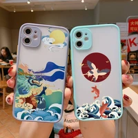 chinese style phone case colorful translucent matte transparent for iphone 13 12 11 mini pro max x xr xs 7 8 plus