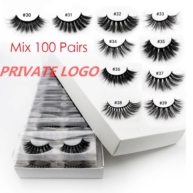 Mix100pairsWithlogo YSDO 20 Вт, 30 Вт, 50 пар 3D ресницы серо-коричневого цвета "сделай сам" с возможностью нанесения собственного логотипа бумажная коробка ресницы объем макияжа накладные ресницы пушистые ресницы серо-коричневого цвета - Цвет: Mix100pairsWithlogo