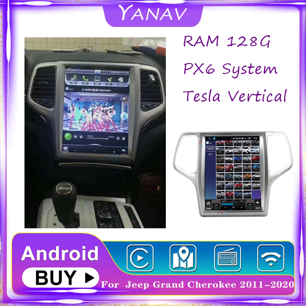 Автомагнитола 2DIN на Android с GPS навигацией для Jeep Grand Cherokee 2011 2020 автомобильный видеопроигрыватель вертикальным