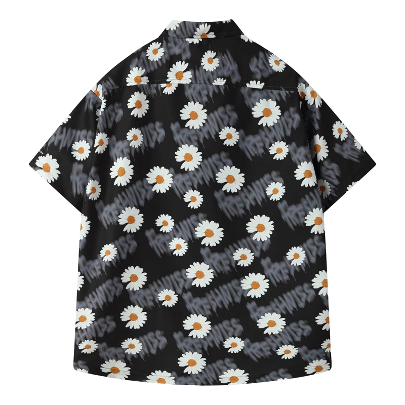 Рубашка мужская с цветочным принтом уличная одежда в стиле хип хоп из чистого