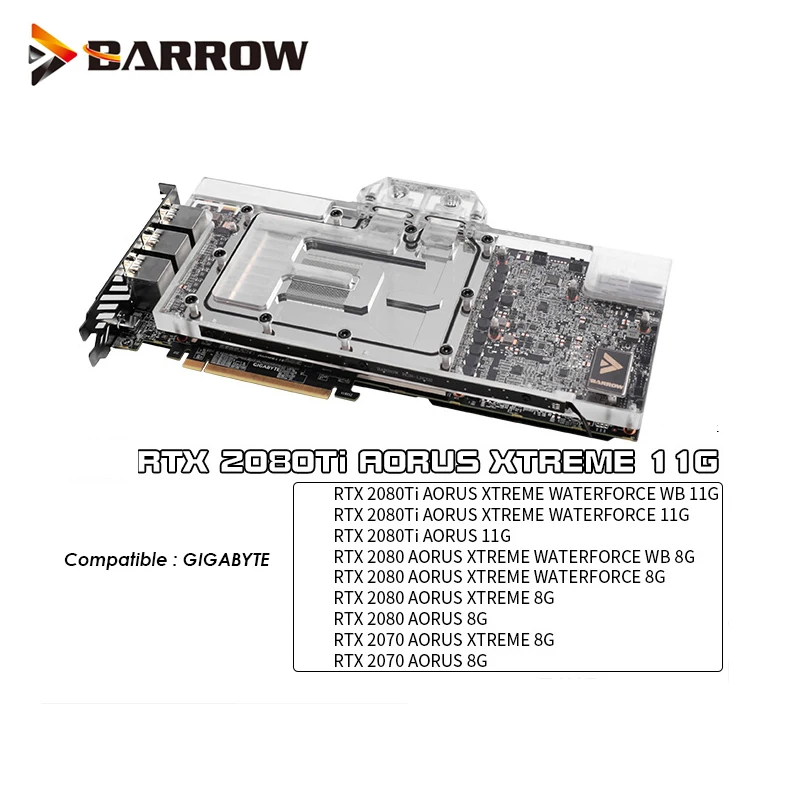 Блок водяного охлаждения с процессором Barrow GPU для GIGABYTE RTX 2080TI AORUS XTREME 11G gpu кулер