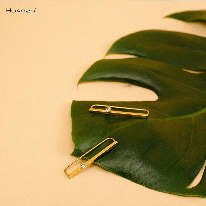 HUANZHI новинка 2019 геометрический шрифт циркон не требующий пирсинга