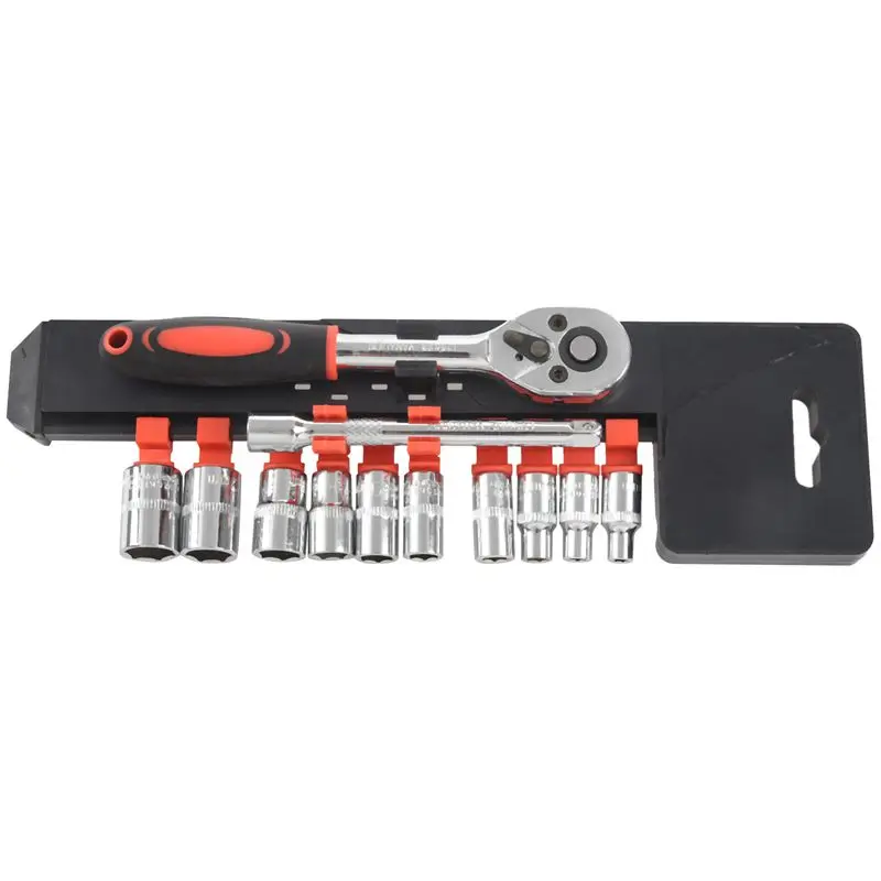 Горячая AD 12pcs 1/4 дюйма (6 м) Набор торцевых ключей CR V драйв Трещоточный ключ гаечный