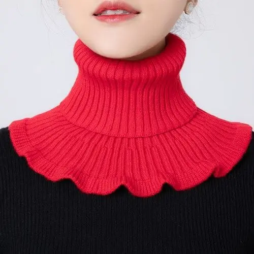 

Linbaiway Turtleneck Fake Collar Bib for Women Red Black Sweater Neck Guard Scarf Protect Cervical Spine Elastic False Collar