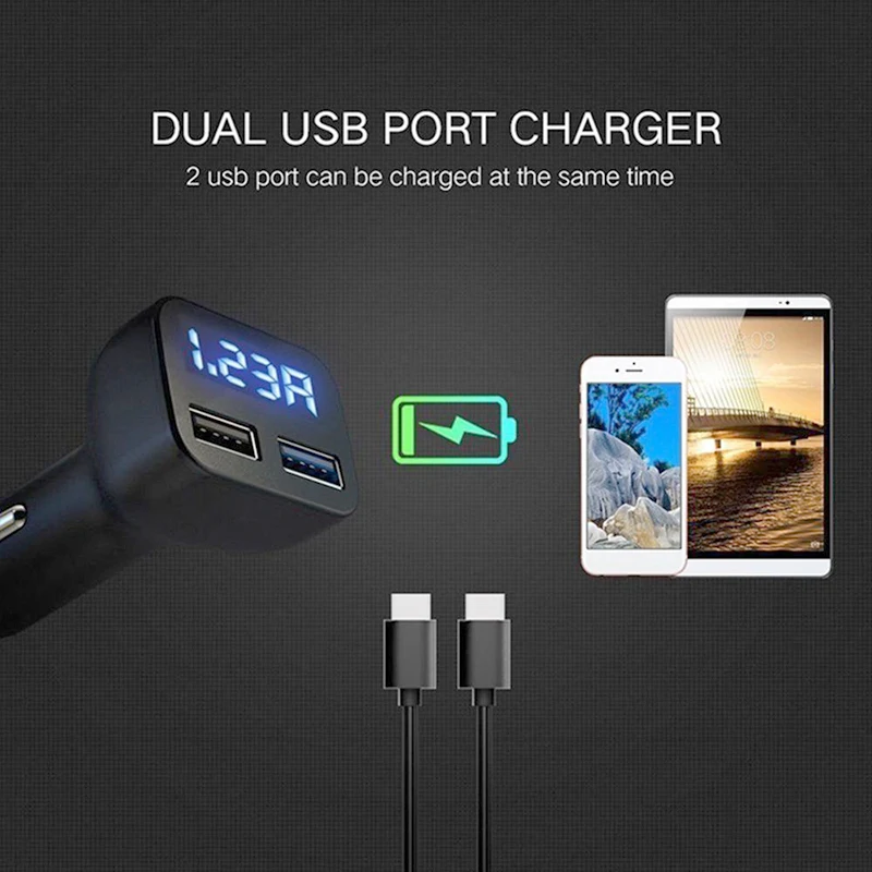 5 В/2.4A двойной зарядное устройство usb светодиодный дисплей Быстрая зарядка автомобильное зарядное устройство для телефона планшеты Авто Вольт Ампер метр универсальное 2-USB зарядное устройство ABS