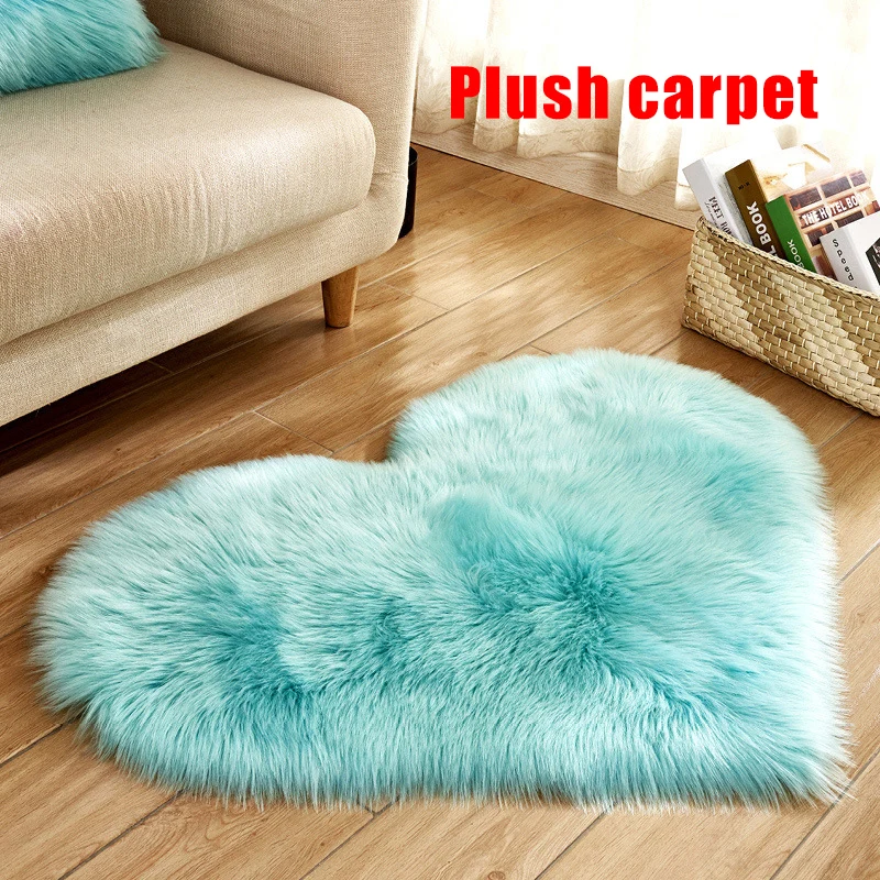 

Heart Shape Carpet Non-Slip Bedroom Mat Long Plush Pad Door Decor Ornament MJJ88