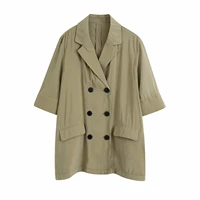 womens casual jacket autumn new style military green double breasted mid length trench coat jacket drape top womens jacket