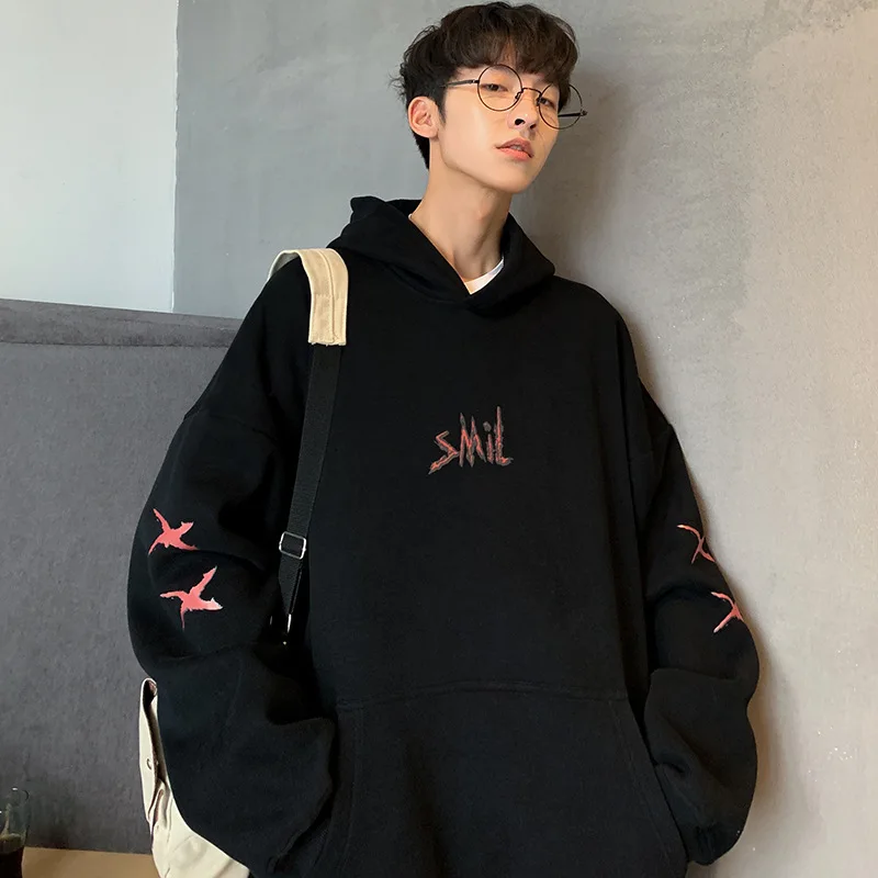 

FMZXG 2020 personality men's Hong Kong Style autumn oversize loose hooded sweater men's long sleeve hip hop casual coat