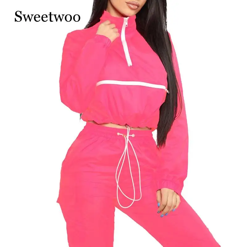 Женские спортивные комплекты из двух предметов неоновые эластичные костюмы для