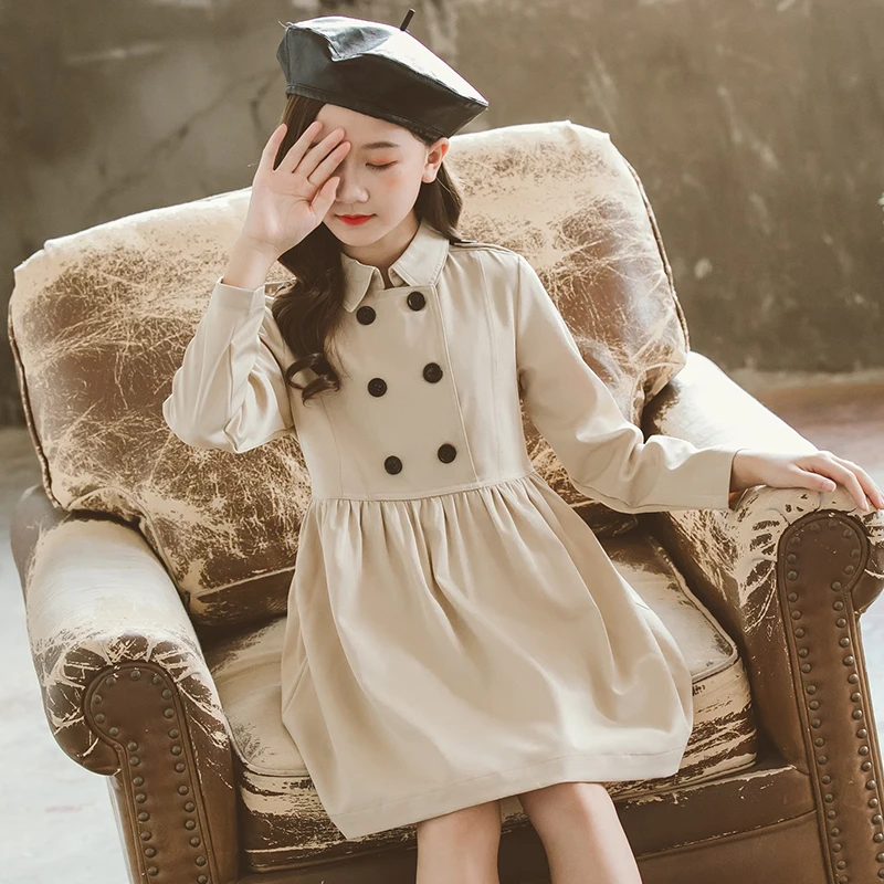 

Girls Dress Windbreake Full Sleeve Casual Autumn Spring Wear Children Fashion Toddler Kids Baby Girls Dresses Clothes Child