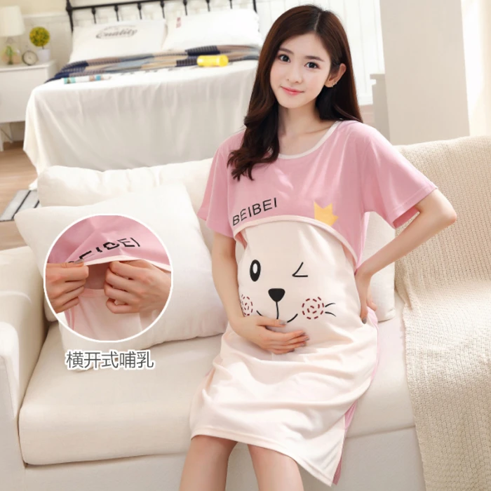 

Summer Maternity Pregnancy Nightdress Breastfeed Nursing Nightgowns Room Wear Nightie Mothers Nightwear Breast Feeding Clothes