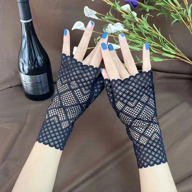 

Перчатки женские кружевные, пикантные танцевальные перчатки в сеточку, с открытыми пальцами, ультратонкие элегантные, до колена, на лето