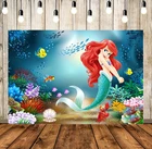 Фон для фотосъемки с изображением маленькой Русалочки под морем, фон для дня рождения для девочек, принадлежности для принцессы Русалочки, детский портретный баннер
