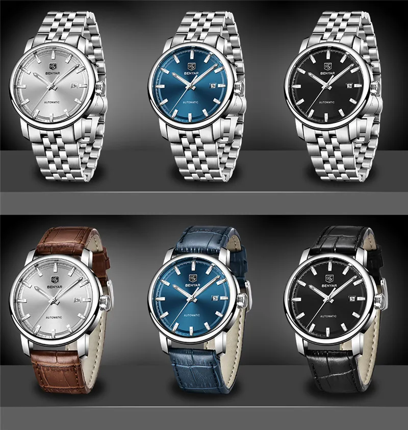 

2020 New Men Watches BENYAR Top Brand Luxury Automatic Mechanical Male Sport Clock Army Genuine Leather Casual Men Wristwatch
