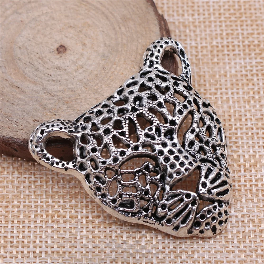 

Charms for Jewelry Making Findings Handmade DIY Craft 2pcs Antique Silver Color 45x43mm Leopard Head Charms Pendant