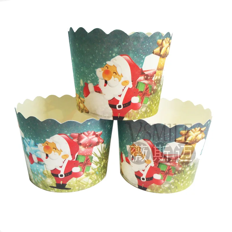 100 шт Счастливого Рождества маленькая бумажная чашка для кекса коробка выпечки