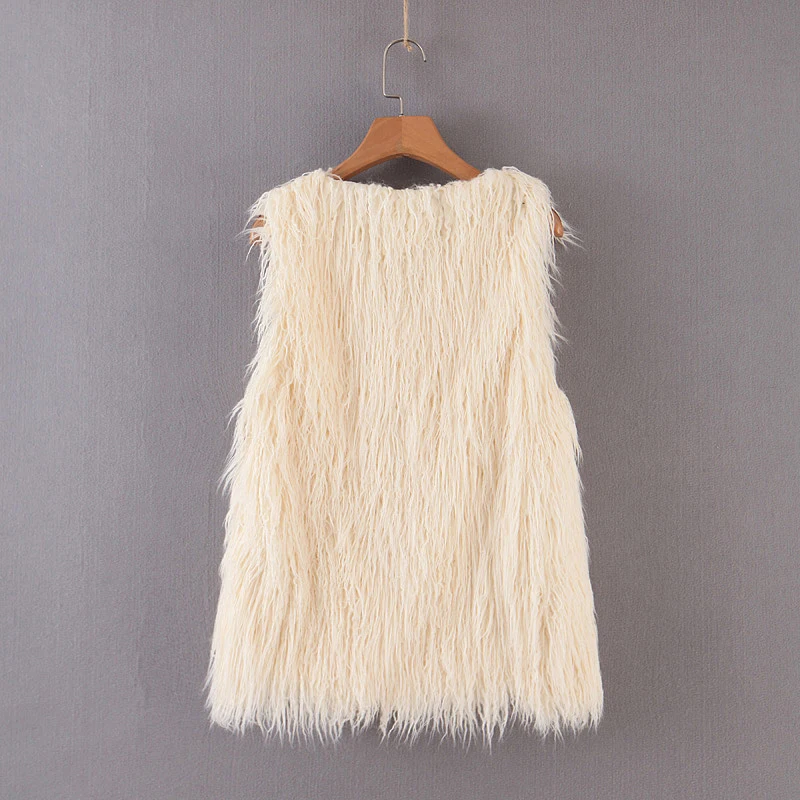 Женский жилет с длинными рукавами бежевая Верхняя одежда без рукавов Осень-зима