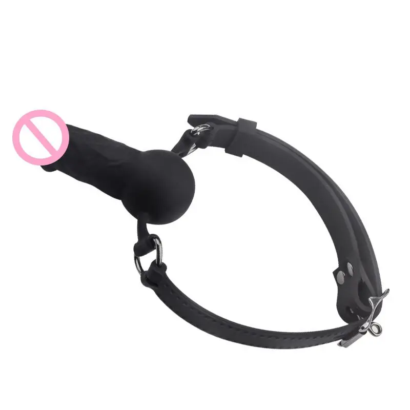 Взрослый секс кляп для рта силиконовый дилдо с шариком Plug удерживающие ремень