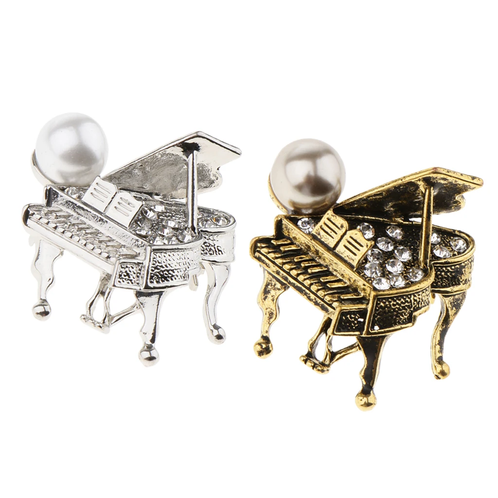 2 шт. музыкальная брошь пианино застежка для шарфа кардигана с кристаллами из