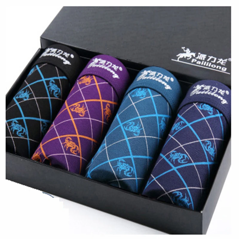 

4Pcs/Lot Men's Panties Boxer Print Underwear Cotton Shorts For Male Couple Sexy Set Calecon Large Size Underpants L-3XL