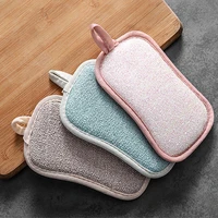 2pcs double sided sponge cloth hangable scouring pad non sticky oil rag for kitchen accessories cleaning cloth kitchen towel