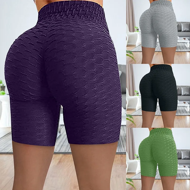 

High Waist Workout Yoga Shorts Seamless Fitness Leggings Scrunch Butt Running Short lift buttocks bubble elastic sports shorts