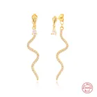 Женские серьги-змеи из серебра 925 пробы, с фианитами