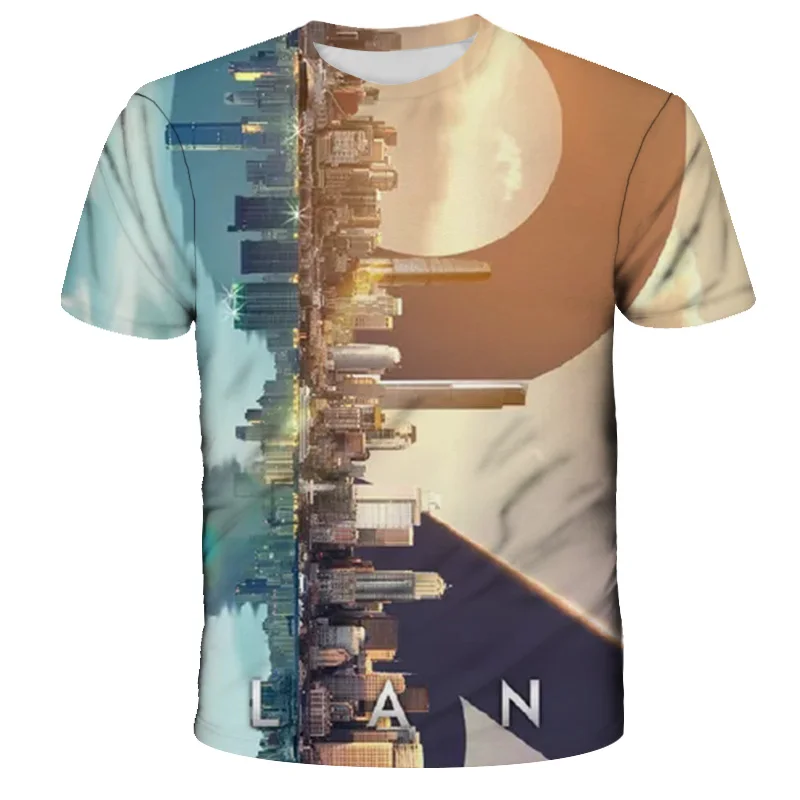 

2021 T-shirt Nature/Landscape Summer Natural Scenery Kids T-shirt Cool Boys Girls 3D Printing Tee Short Sleeve Tops 4T-14T