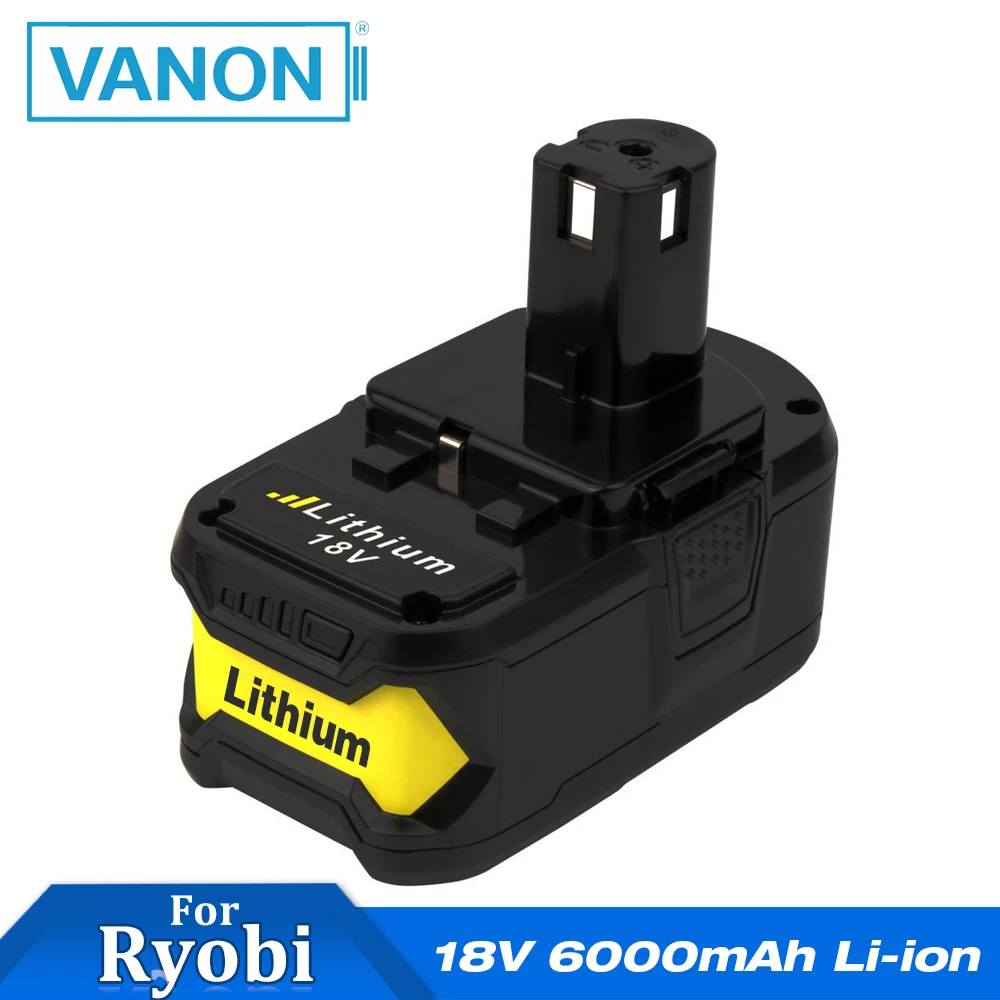 VANON Для Ryobi 18V 6000mAh 6.0Ah P108 Набор аккумуляторных батарей для электроинструмента ONE+ Lithium-Ion Cordless Drill P104 P164 P193 on.