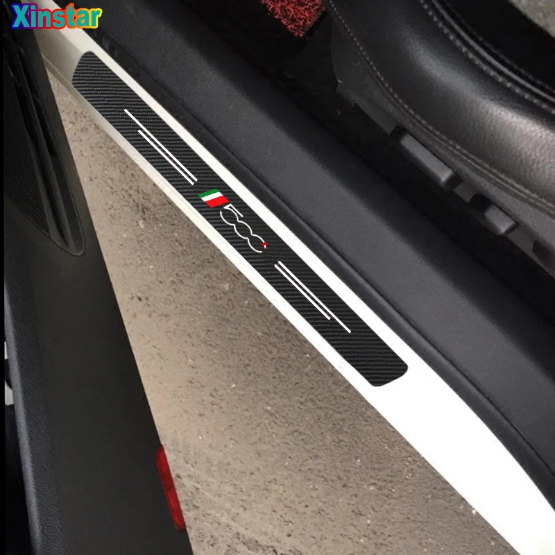 4 шт. новинка для fiat 500 500x 500l защита от царапин на пороге из углеродного волокна