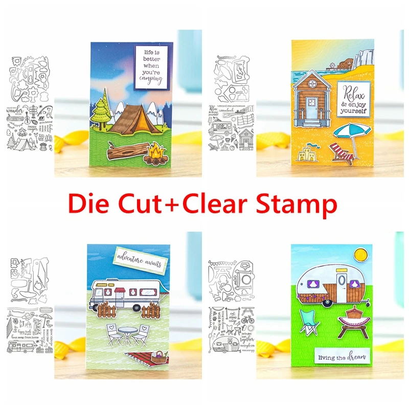 Тема кемпера штампы и 2020 Приключения набор штампов для самостоятельного